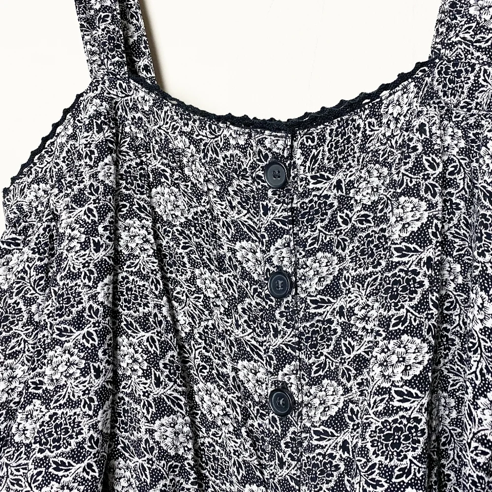 Free People Sweet Caroline Tank Top ruffle black white‎ floral sleeveless boho